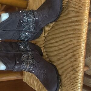 Embellished Brown Ankle Boots